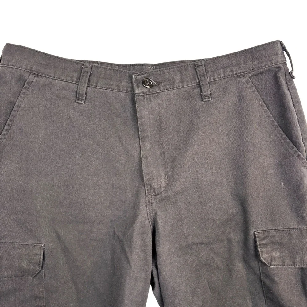 Red Kap Mens Black Cargo Shorts Workwear Flat Front Size 35 0797